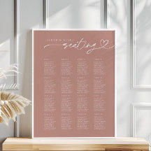 Minimale Script Dusty Rose Hochzeitsdiagramm