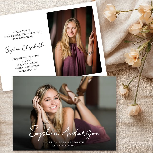 Minimale Script Grad Graduation Party Einladung (Von Creator hochgeladen)