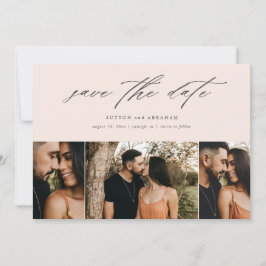 Minimale Script-Hochzeit 3 Foto Save The Date