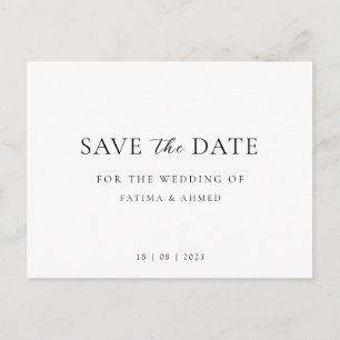 Minimale Script Hochzeit ohne Foto Save the Date Ankündigungspostkarte