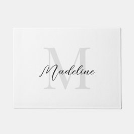Minimale Script-Kalligrafie Schwarz-weiß Monogram Fußmatte