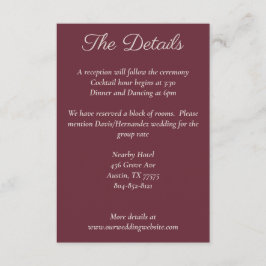 Minimale Script-Lila Plumdetails-Karte Begleitkarte