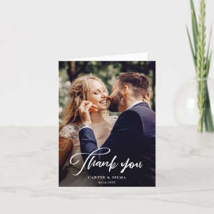 Minimale Script Modernes Foto Hochzeit Dankeskarte