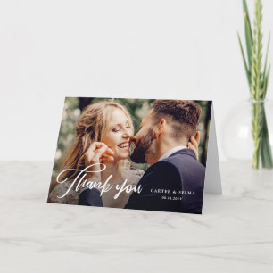 Minimale Script Modernes Foto Hochzeit Dankeskarte