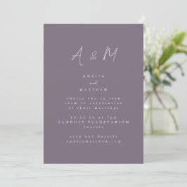 Minimale Script Monogram Boho Dusty Lila Wedding Einladung