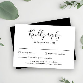 Minimale Script Schwarz-weiß Wedding RSVP Card Karte