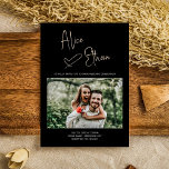 Minimale Script Signature Heart Foto Hochzeit Folieneinladung<br><div class="desc">Die Minimalistische Hochzeitseinladung enthält ein originelles Schriftzeichen. Fügen Sie Ihr personalisiertes Foto auf der Vorder- und Rückseite der Karte hinzu.</div>