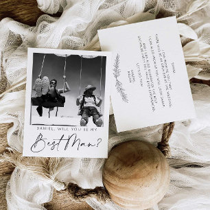 Minimale Script-Trauzeuge-Vorschlagskarte mit Foto Postkarte