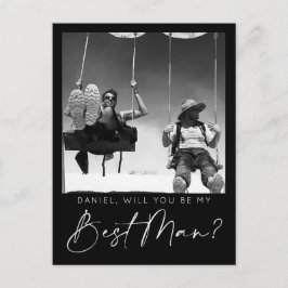 Minimale Script-Trauzeuge-Vorschlagskarte mit Foto Postkarte