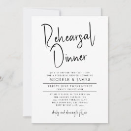 Minimale Script Typografie Hochzeit Probe Dinner Einladung