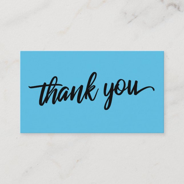 Minimale Script Typografie Scuba Blue Vielen Dank Begleitkarte (Vorderseite)