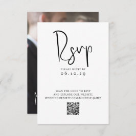 Minimale Script Typografy Foto QR Code Hochzeit RSVP Karte