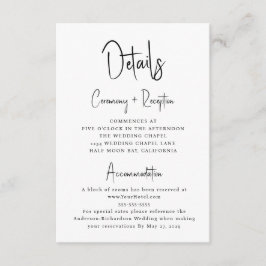 Minimale Script Typografy Wedding Details Begleitkarte