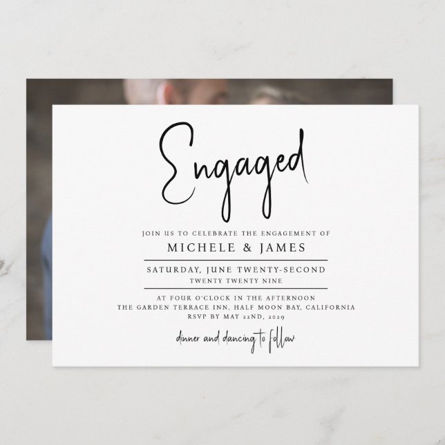 Minimale Script Typografy Wedding Verlobung Einladung (Vorne/Hinten)