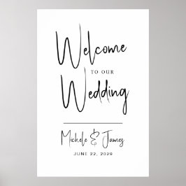 Minimale Script Typografy Wedding Willkommen Poster