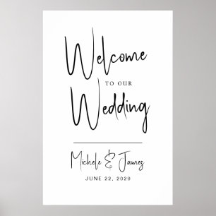 Minimale Script Typografy Wedding Willkommen Poster
