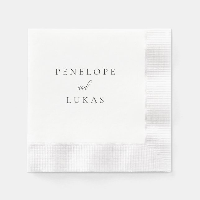 Minimale Script Wedding Napkin Serviette (Vorderseite)