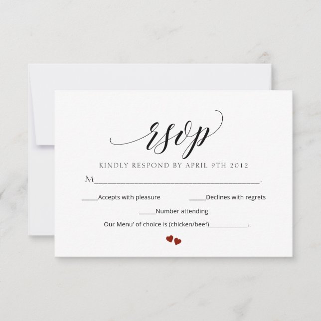Minimale Script-Wedding RSVP Moderne Antwortkarte Einladung (Vorderseite)