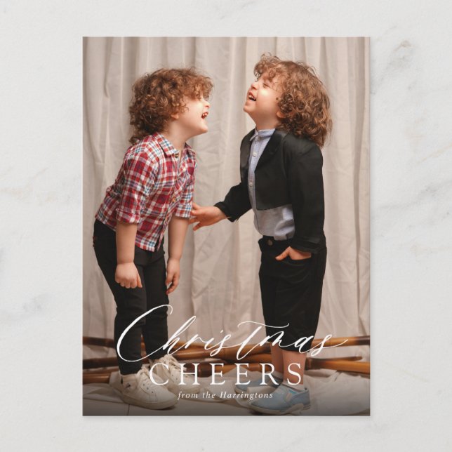 Minimale Script Weihnachten Cheers Holiday Postcar (Vorderseite)