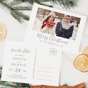 Minimale silberne Merry Christmas Save-the-Date-Fo Feiertagspostkarte