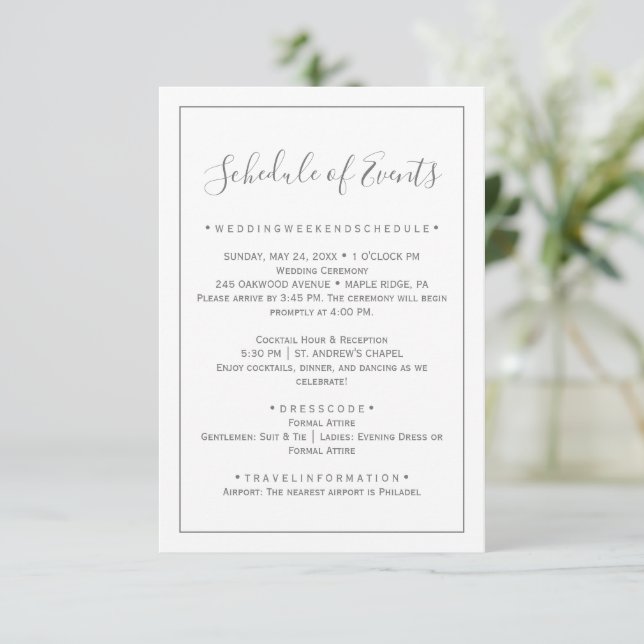 Minimale Silver Wedding Card Begleitkarte (Stehend Vorderseite)