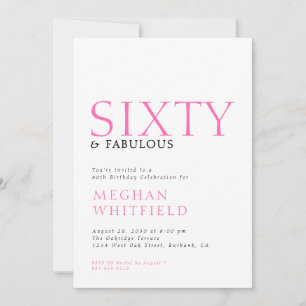 Minimale Sixty and Fabulous 60. Geburtstagsfeier Einladung
