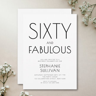 Minimale Sixty and Fabulous 60. Geburtstagsfeier Einladung