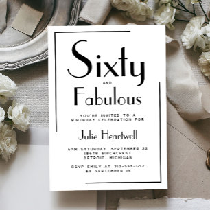 Minimale Sixty and Fabulous 60. Geburtstagsfeier Einladung