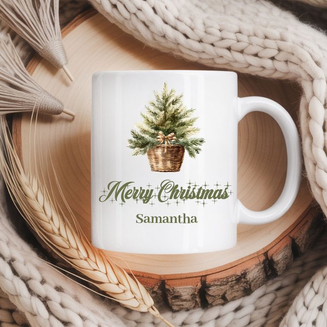 Minimale skandinavische neutrale Kunst benutzerdef Kaffeetasse (Minimal Scandinavian neutral art custom name Christmas mug

)