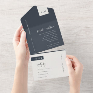 MINIMALE SKANDINAVISCHE SCHWARZWEISS-MONOGRAMM-HOC ALL IN ONE EINLADUNG