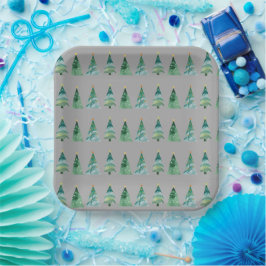 Minimale Skizze Weihnachtsbaum Illustration Pappteller