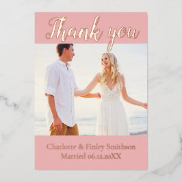 Minimale Skript personalisiert Hochzeit Dankeschön Folien Feiertagskarte