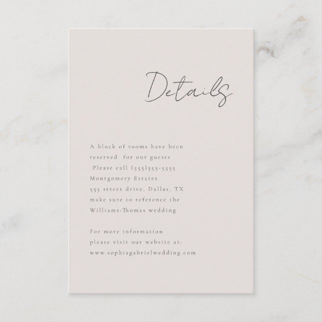 Minimale Skriptdetails Begleitkarte (Vorderseite)