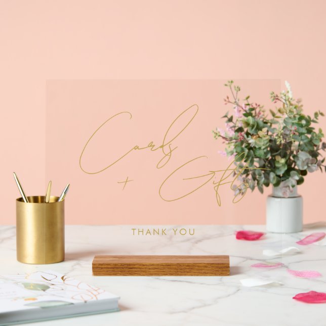 Minimale Skriptkarten + Geschenke Hochzeitsgold Acrylschild (Hochzeit)