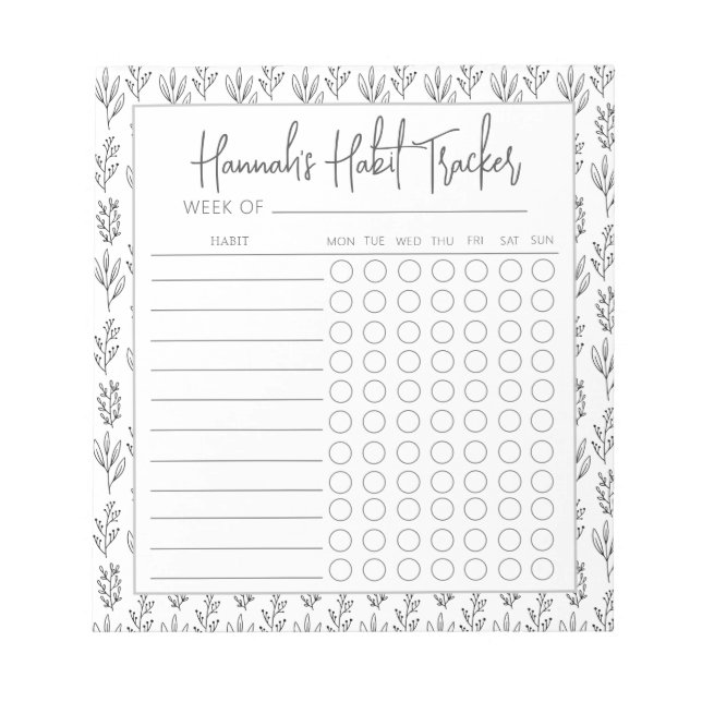Minimale Skriptstruktur Habit Tracker Notepad Notizblock (Vorderseite)