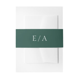 Minimale Smaragdgrüne Monogramm Elegante Hochzeit Einladungsbanderole