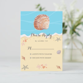 Minimale Sommerhochzeit am blauen Ozean RSVP Karte