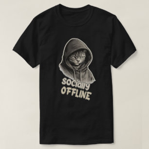 Minimale soziale Offline-Katzen-Modegestaltung T-Shirt