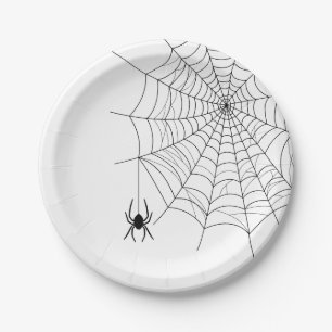 Minimale Spinnennetz und Spinnensilhouette Hallowe Pappteller