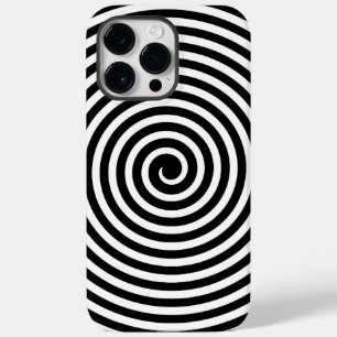 Minimale spiralschwarze und weiße optische Illusio Case-Mate iPhone 14 Pro Max Hülle