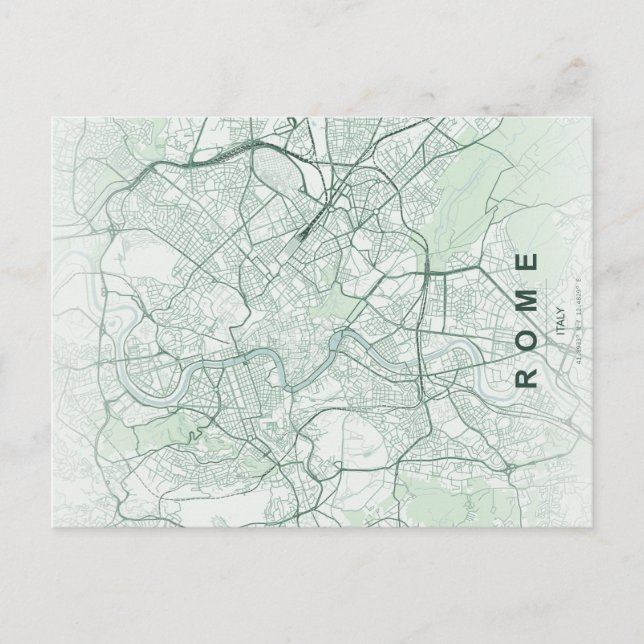Minimale Stadtkarte von Rom als Postkarte (Vorderseite)