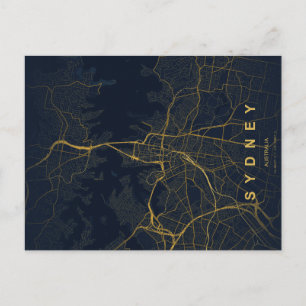 Minimale Stadtkarte von Sydney als Postkarte