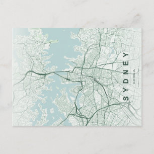 Minimale Stadtkarte von Sydney als Postkarte