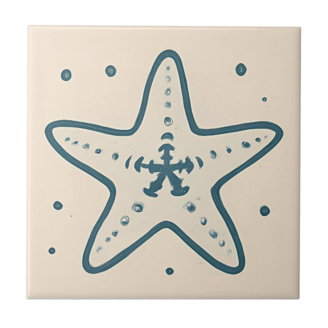 Minimale Starfish Ocean Art Tile Fliese (Vorderseite)
