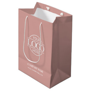 Minimale staubige Rose Unternehmenslogo Geschäft Mittlere Geschenktüte