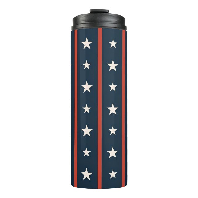 Minimale Sternenfeld-Pattern USA | Luxus Damenmode Thermosbecher (Vorderseite)