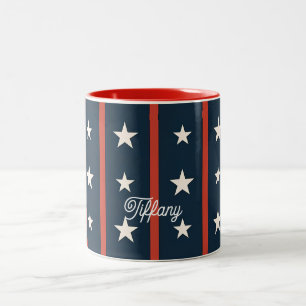 Minimale Sternenfeld-Pattern USA   Luxus Damenmode Zweifarbige Tasse