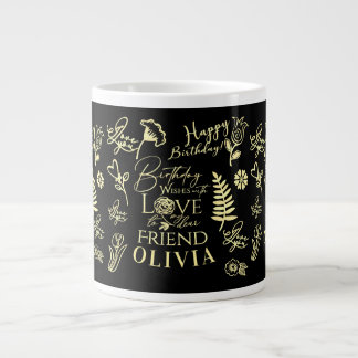 Minimale stilvolle Namenskalligrafie Freund Geburt Jumbo-Tasse