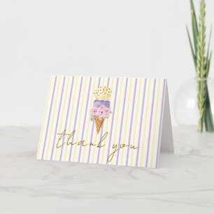 Minimale Stripe Blume Scoop Ice Cream Baby Dusche Dankeskarte