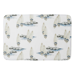 Minimale Surfbrett Wasserfarben Küstenvibes Badematte